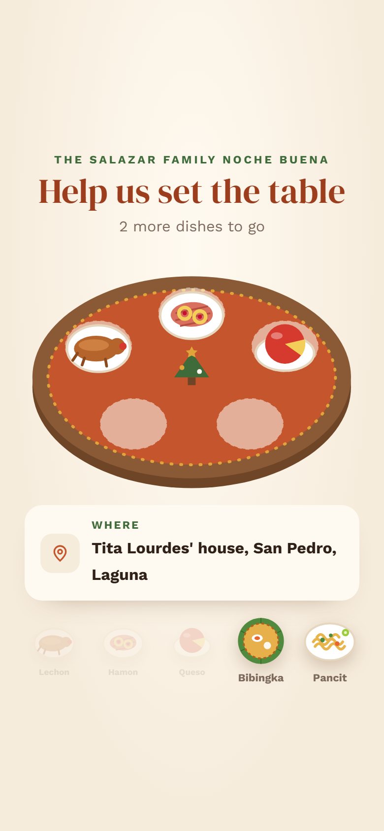 Noche Buena Table interactive Christmas invitation demo